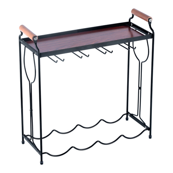 Rustproof Metal & Wood Wine Glass Rack - Space-Saving Stemware Holder