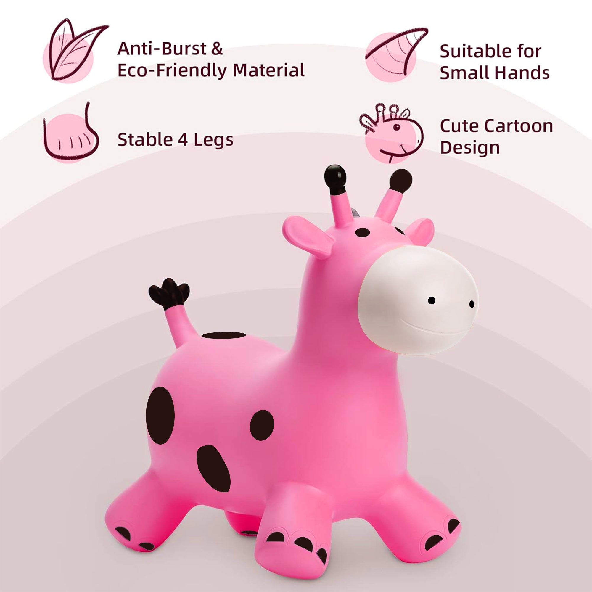 Inflatable Giraffe Bouncy Horse Hopper for Toddlers Ride on Bouncer Ho ...