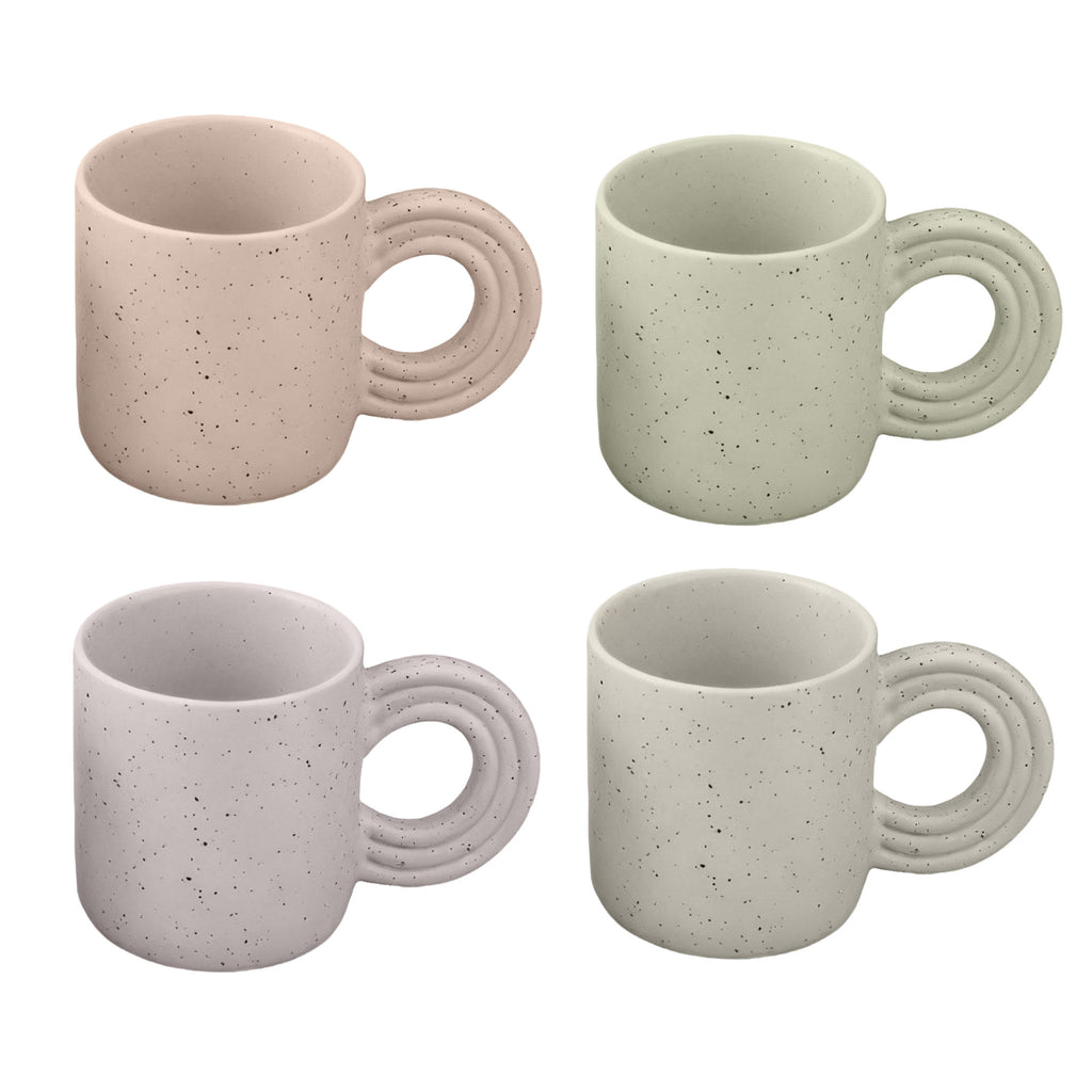 Ceramic Mug Set with Ring Handle Set of 4 ,Nordic Style,350ML