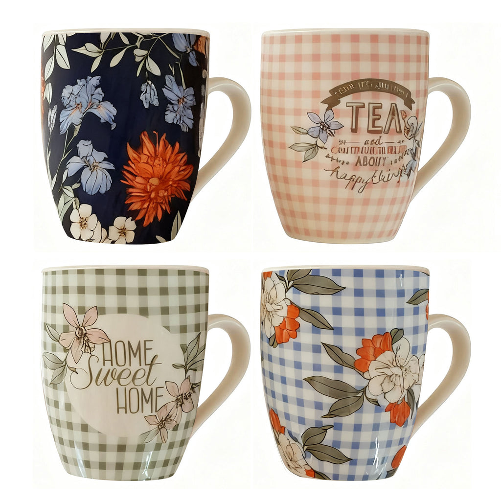 Ceramic Mug,Coffee Mugs ,Pastoral style,350ML,Set of 4