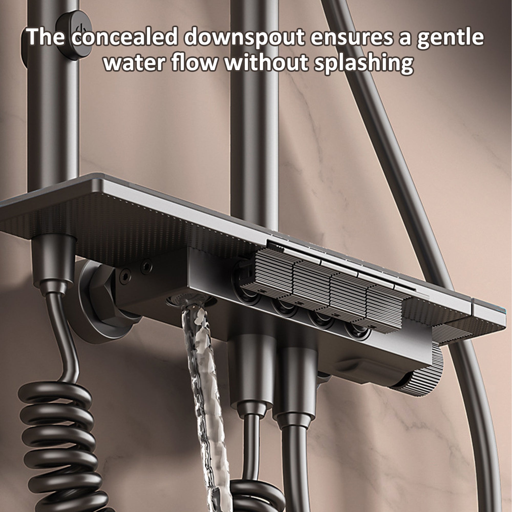 Piano Key Shower System with LED Ambient Light & Rainfall Head Set ...