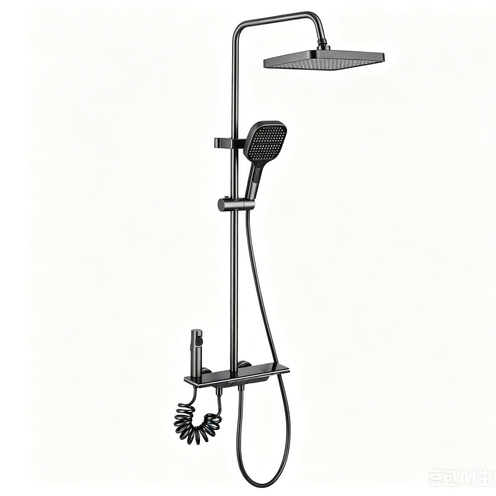 Piano Key Shower System with LED Ambient Light & Rainfall Head Set