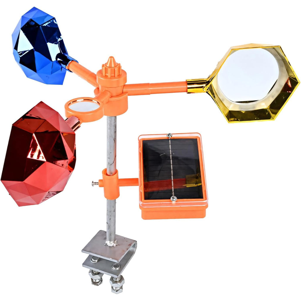 Solar-Powered Bird Repeller with Rotating Reflectors & Bird Chirping Sound