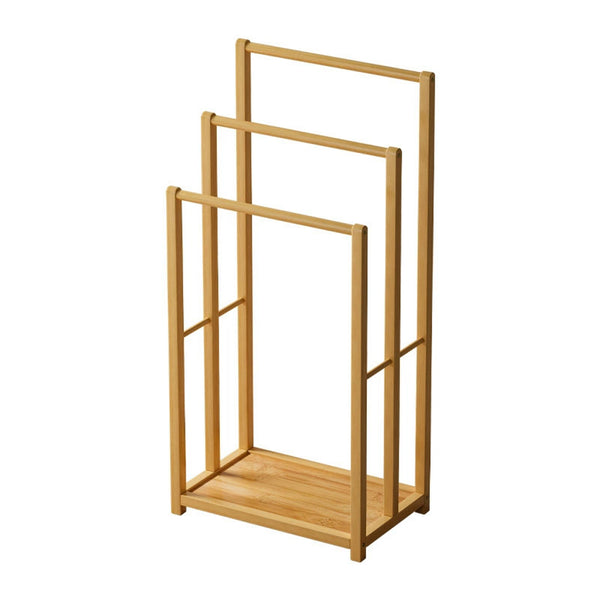 Bamboo 3 Tier Freestanding Bathroom Towel Drying Rack with Base Tray