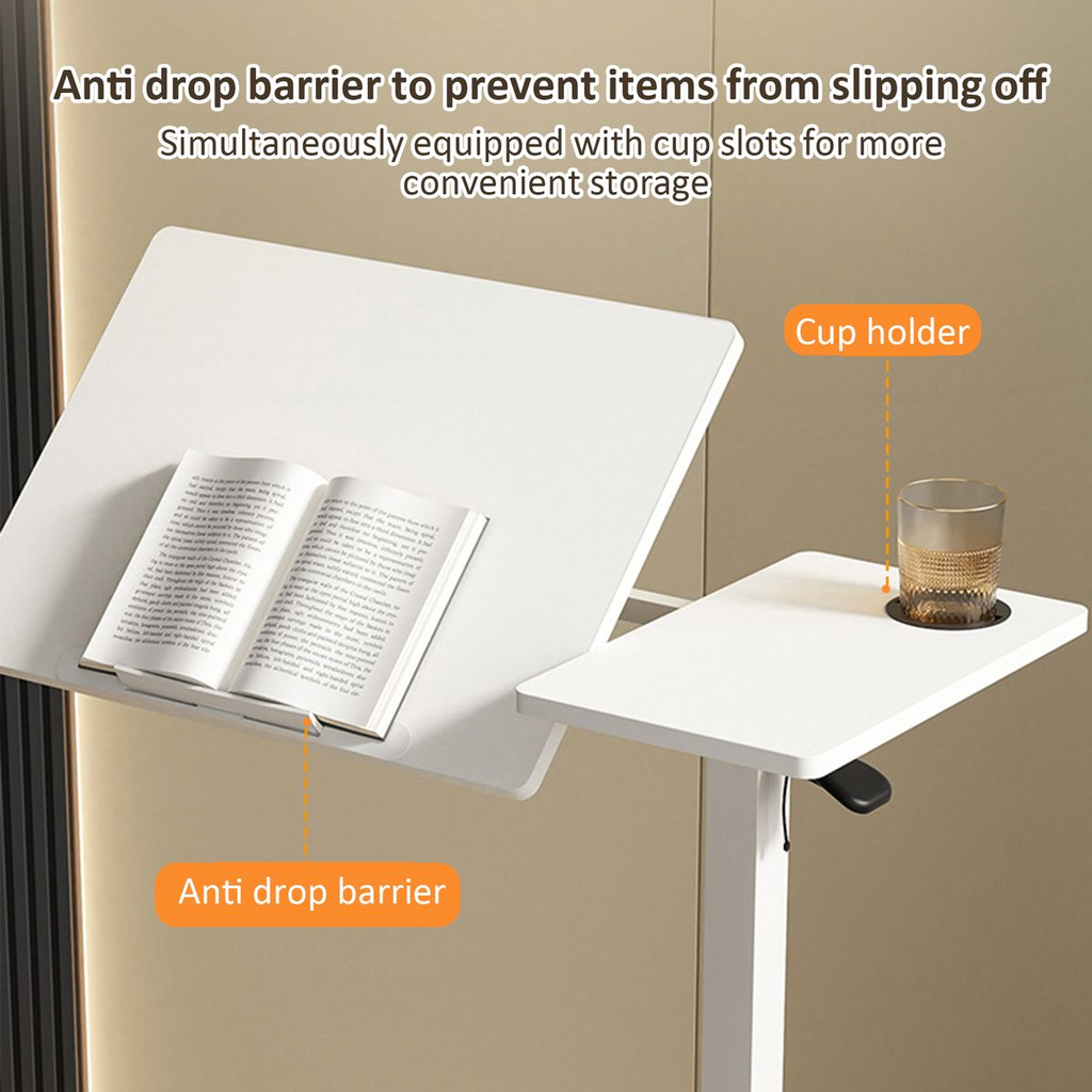 Height Adjustable & Foldable Overbed Table with Gas Spring Riser ...
