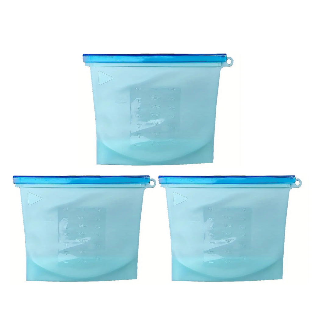 Reusable Silicone Food Storage Bag - 3-Pack,1500ml