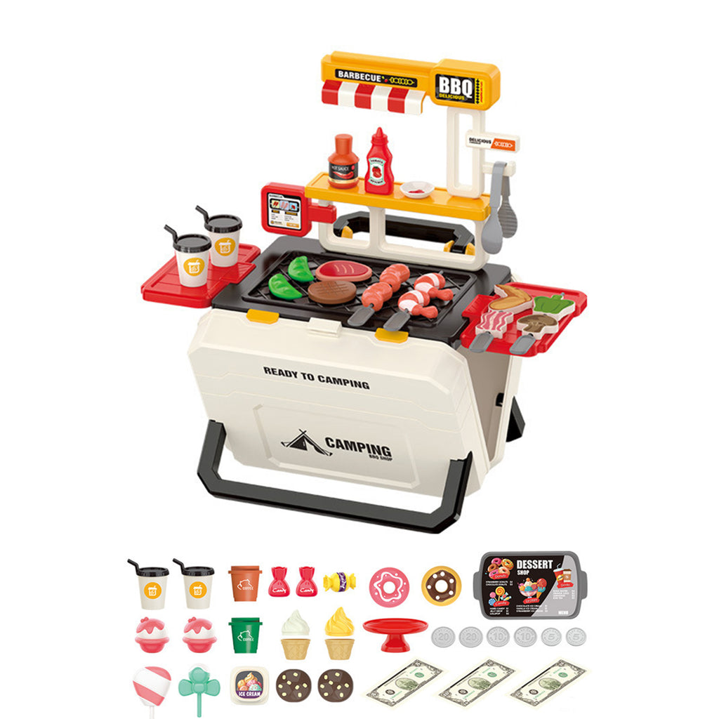 55 Pieces Kids Play Kitchen Toys BBQ Kitchen Playset