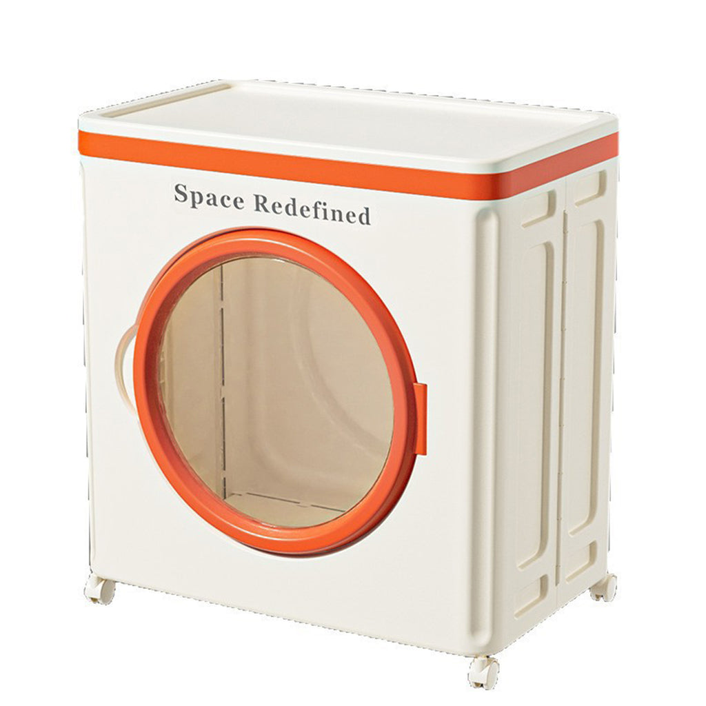 Folding Large Plastic Storage Cabinet With Lid &Wheels-116L