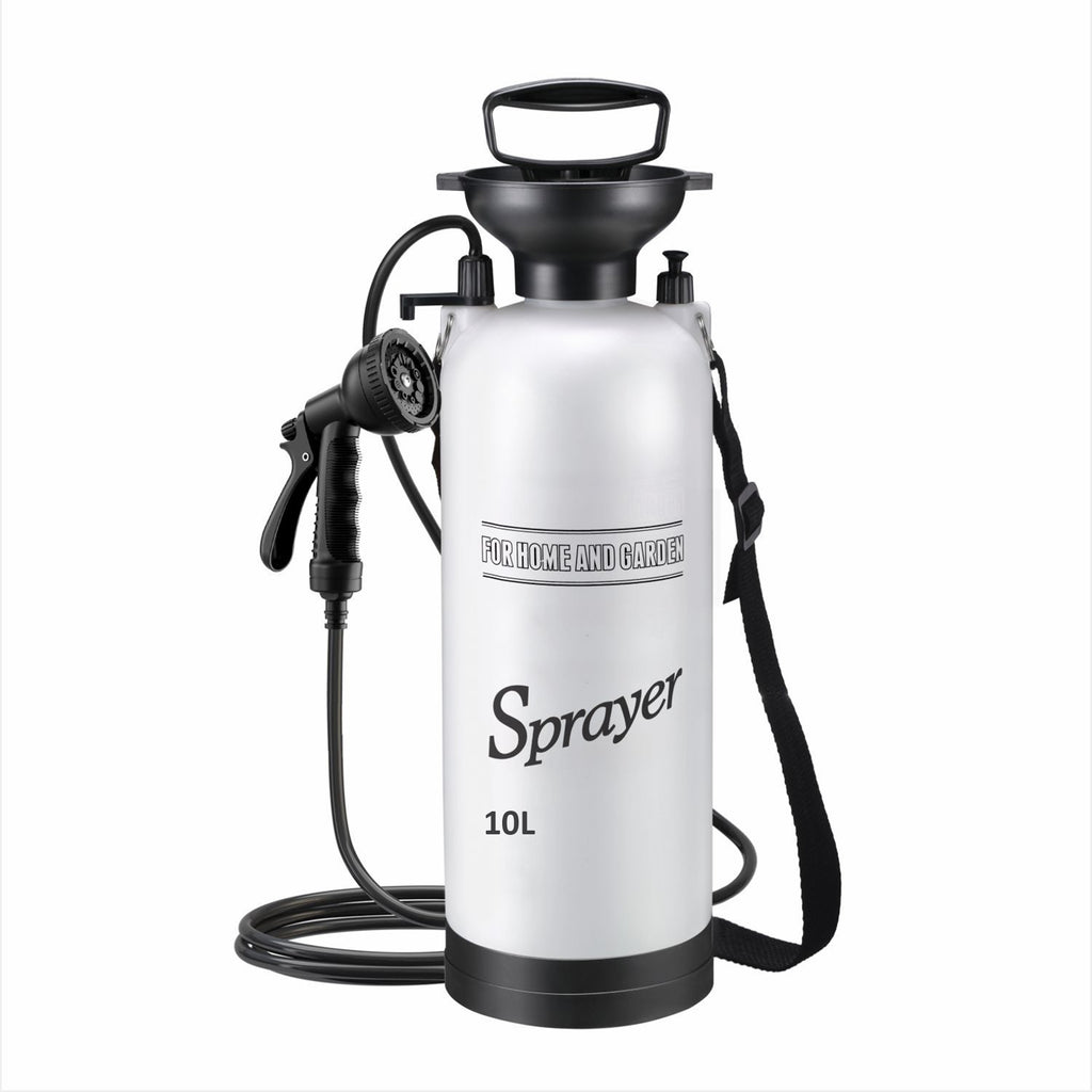10L Portable Pressure Sprayer Camping Shower Pump White