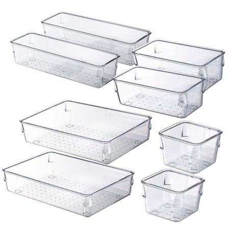 8Pcs Clear Plastic Drawer Stackable Organizers