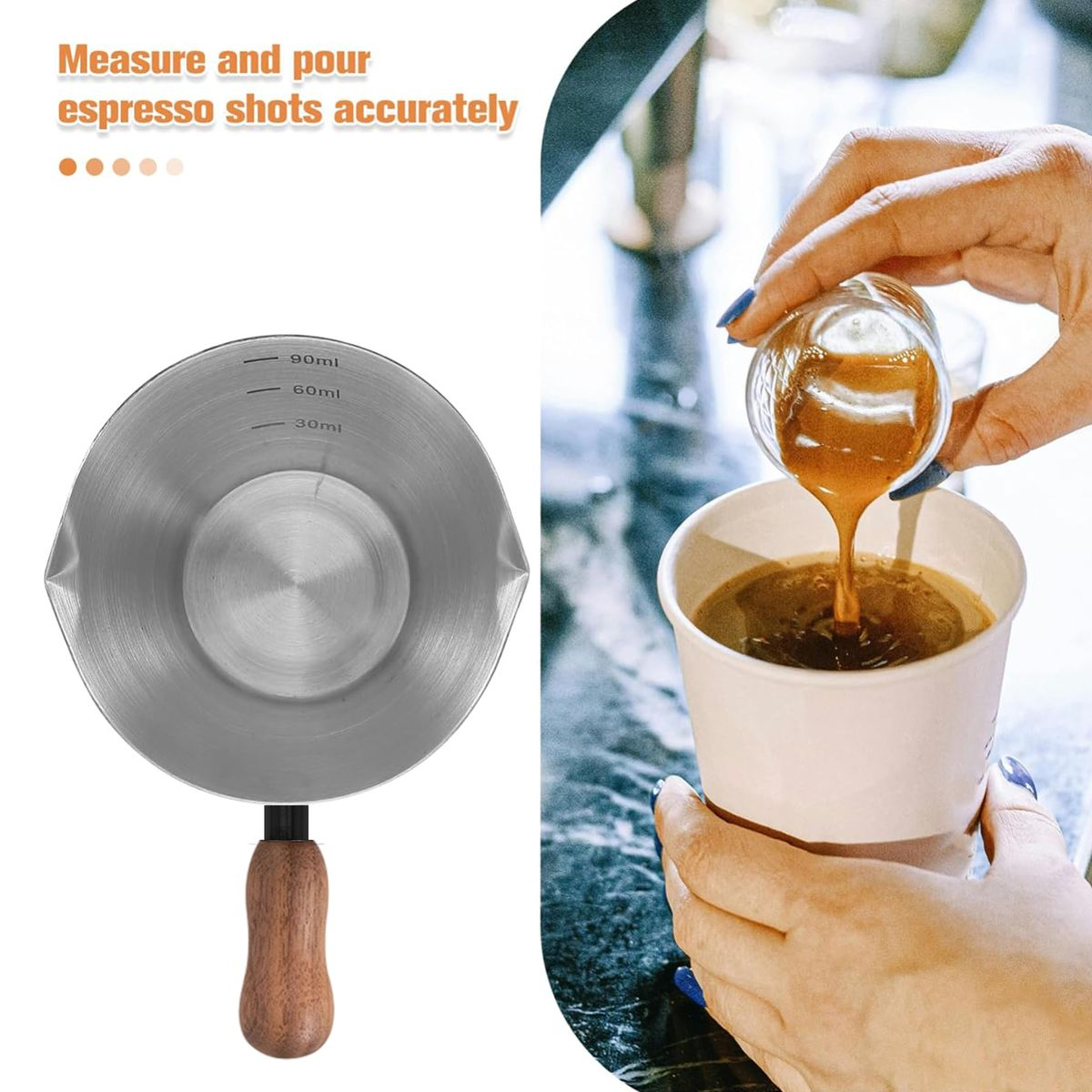 3 Pack Stainless Steel Espresso Cup with Wooden Handle Set100ml,120ml ...