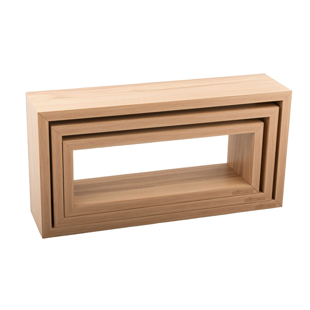 Heartdeco 3 Pieces Wall Mounted Square Wooden Floating Shelf