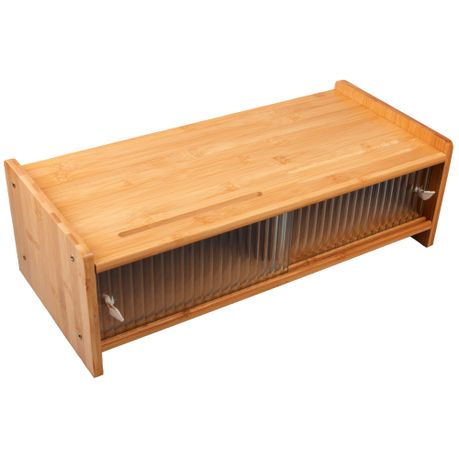 Bamboo Desktop Computer Monitor Riser Stand with Storage