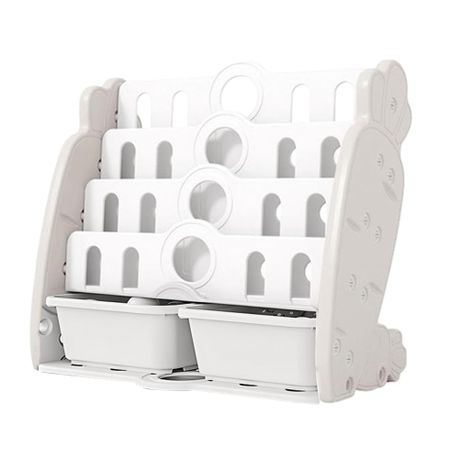 Mix Box 4-Tier Carrot Kids BookShelf Storage Organizer Cabinet with 2 Bins