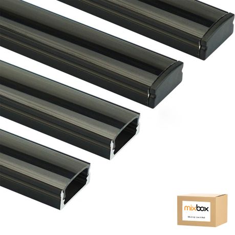 Mix Box 4 Pack 1.5m Aluminum LED U Channel Strip Cover - Black