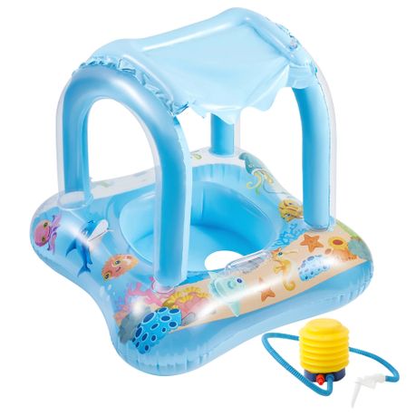 Pool Float With Canopy For Baby - Blue