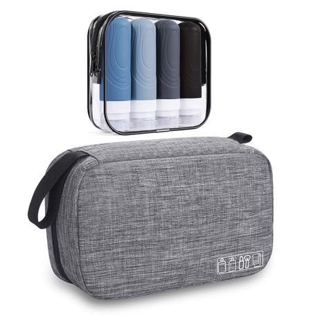 Portable Travel Toiletry Bag With Refillable Bottles Set - Blue Series