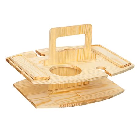 Portable Wooden Wine Rack Wine Bottle and Glass Holder