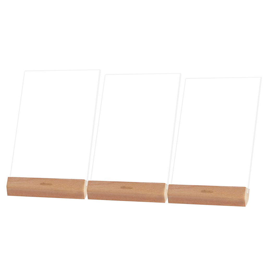 Heartdeco 3-Pack A4 Acrylic Sign with Wooden Stand - Vertical