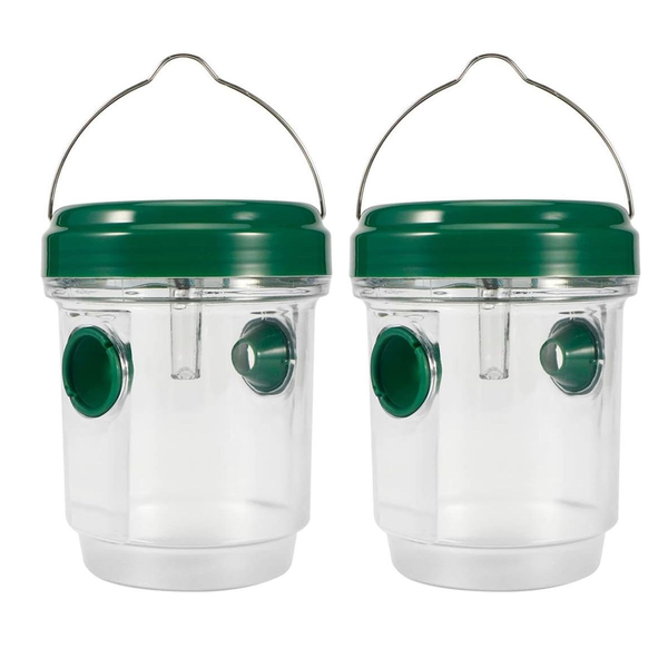 2 Piece Solar Powered Wasp Bee Traps With UV LED Light For Outdoor Hanging