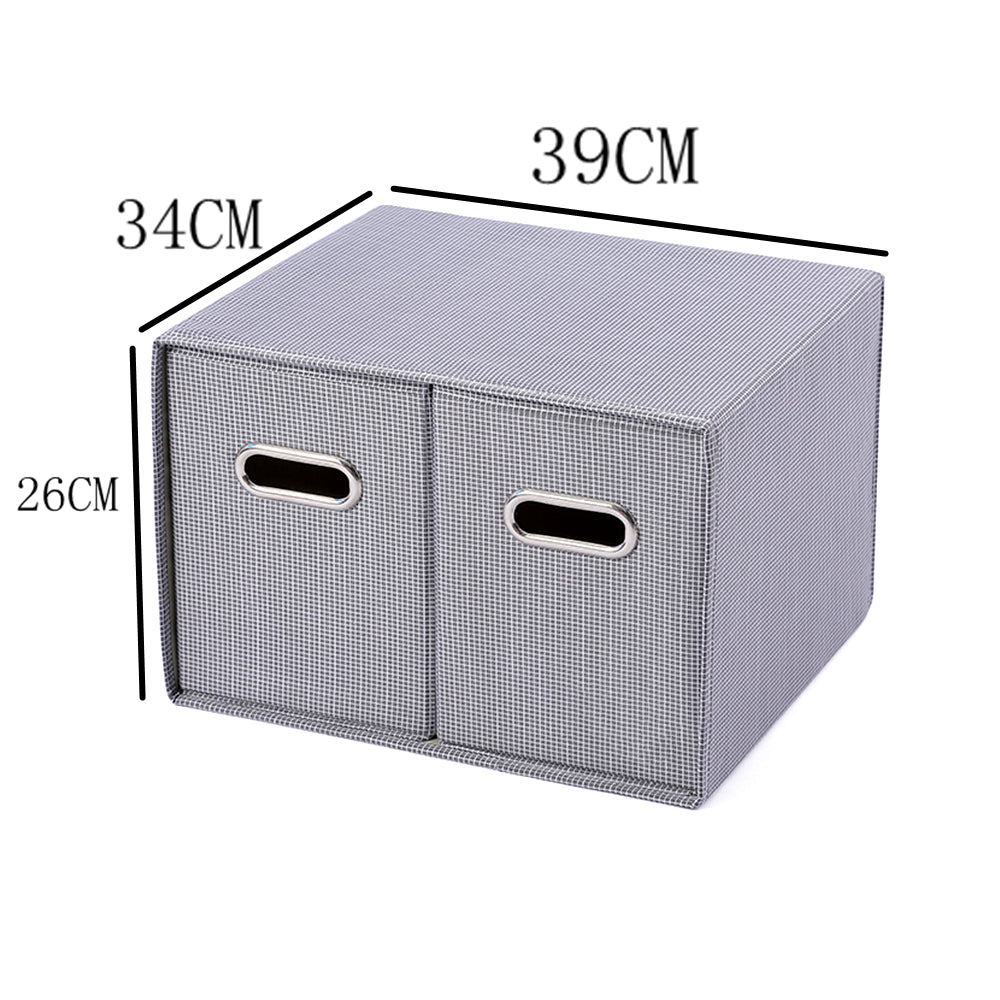 Fabric Folding Storage Cube Organizer Double Drawers 2 Set HEARTDECO