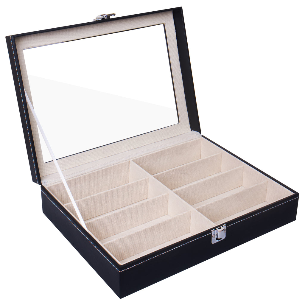 8 Slot PU Leather Sunglass Organizer Box