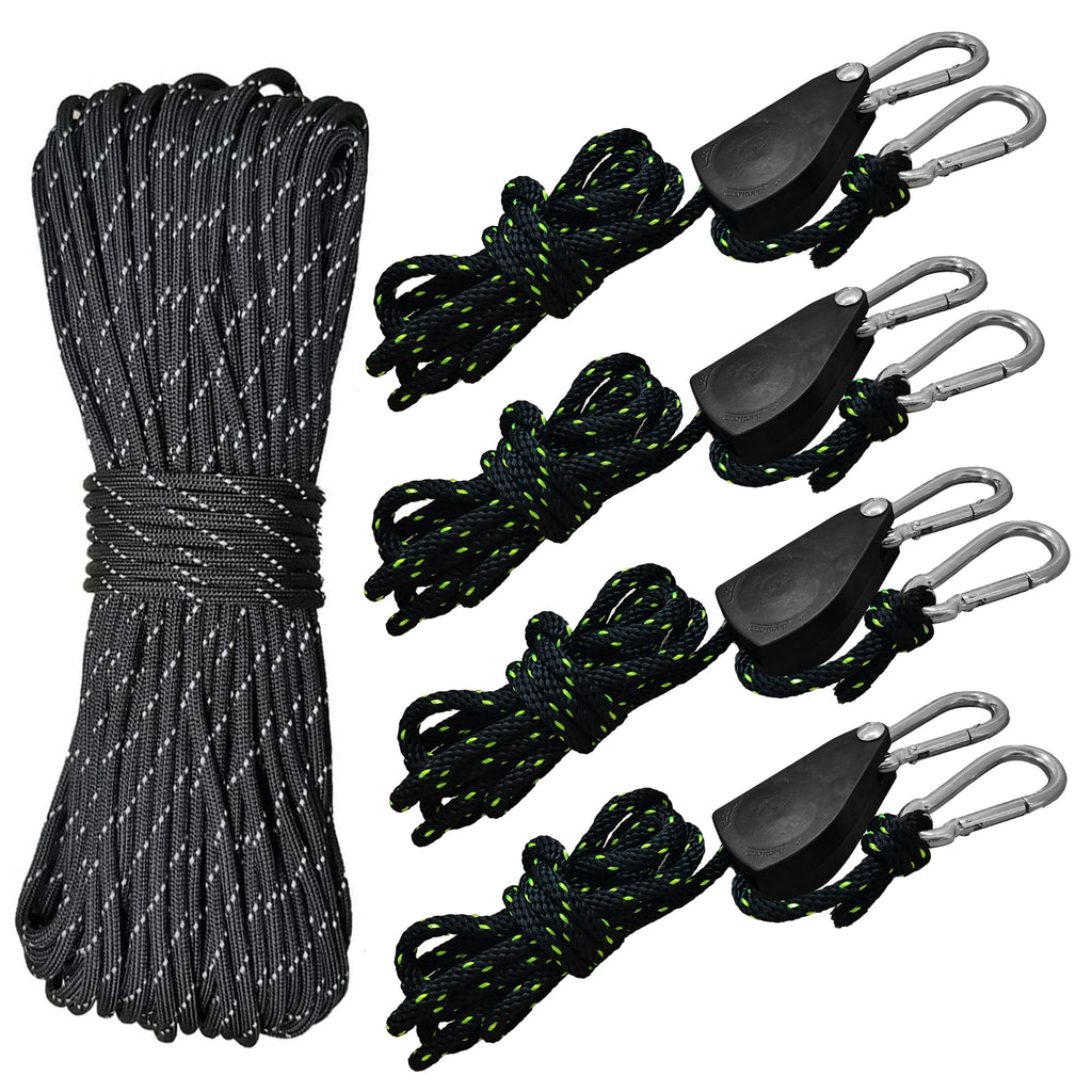 Tent Guide Lines Cord Camping Pulley Rope Reflective Reusable Tie