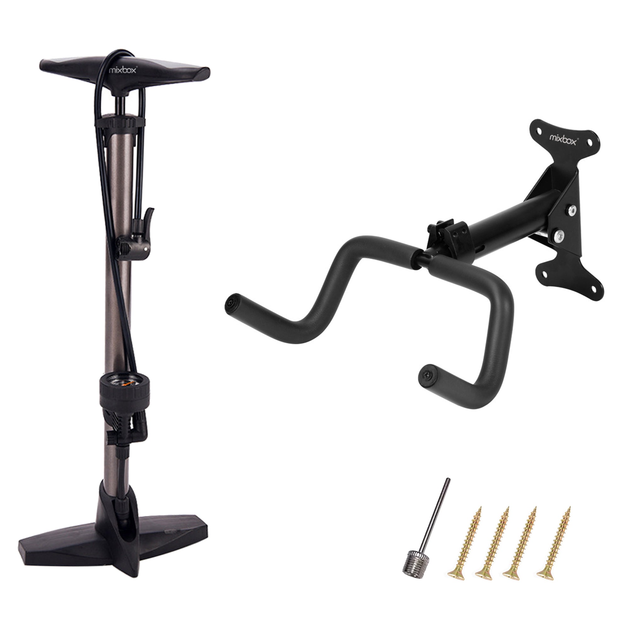 Adjustable Bicycle Wall Hanger Rack & Tyre Pump Set HEARTDECO