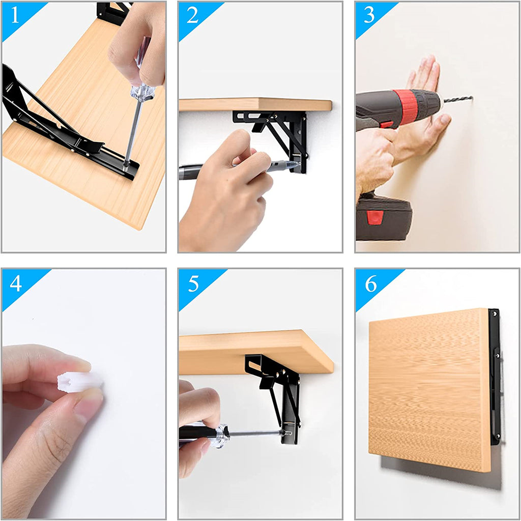 2PCs Folding Shelf Brackets 16 Inch HEARTDECO