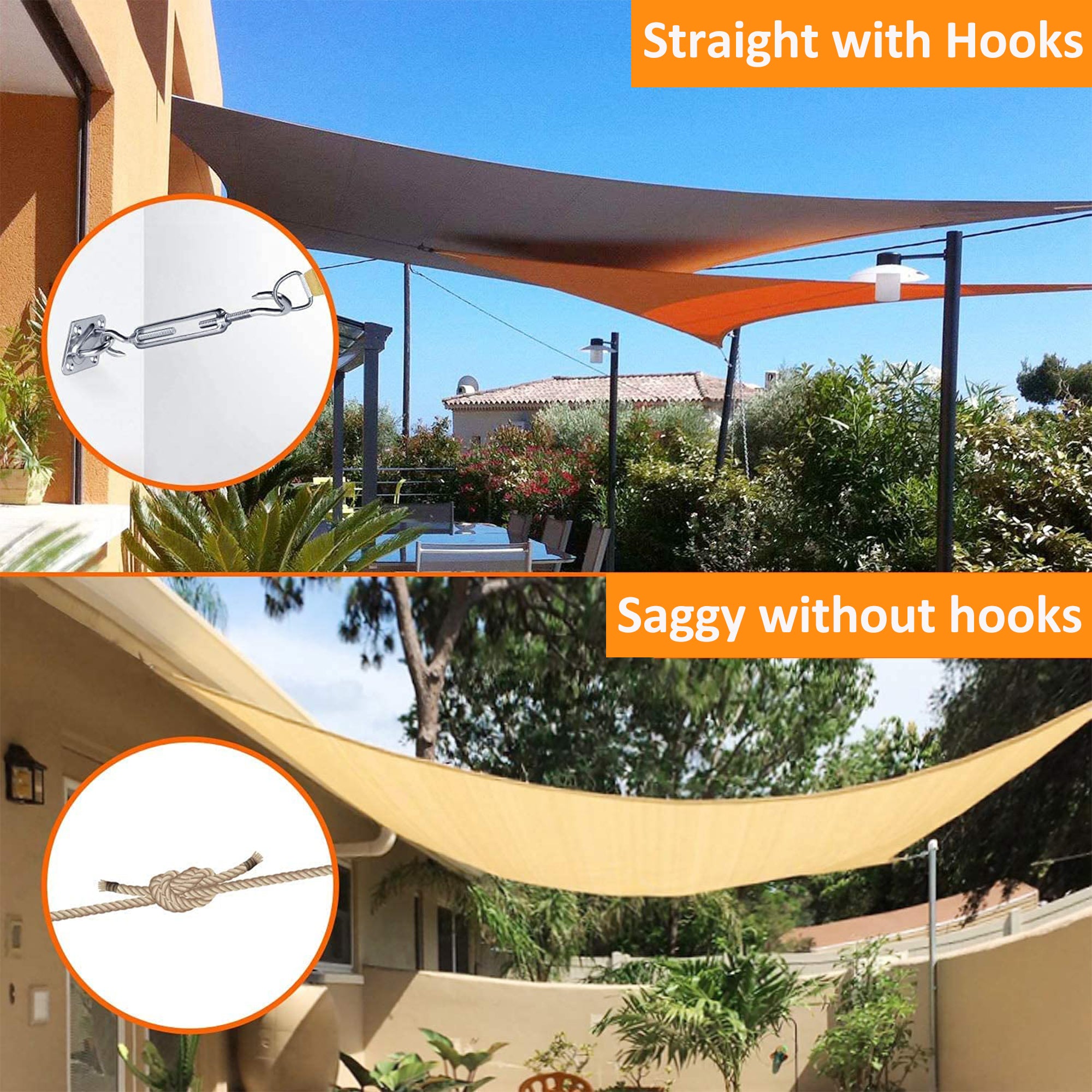 Pad eye Plate Turnbuckle Hook Shade Sails Fixing Kit HEARTDECO