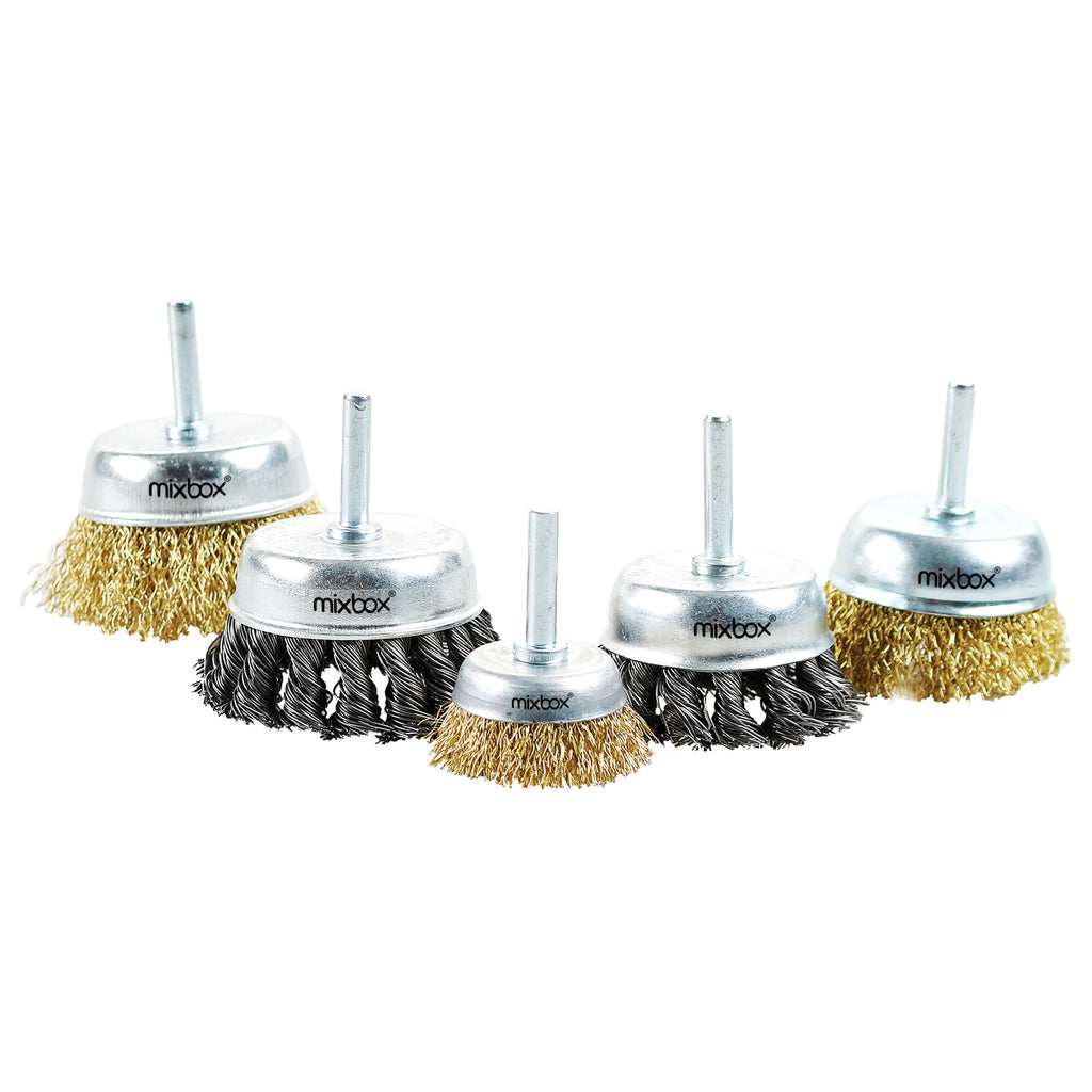 5 Piece Steel Wire Knotted Plated Brush for Drill