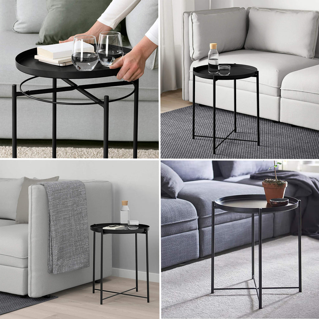 Round Metal Tray Side Table HEARTDECO