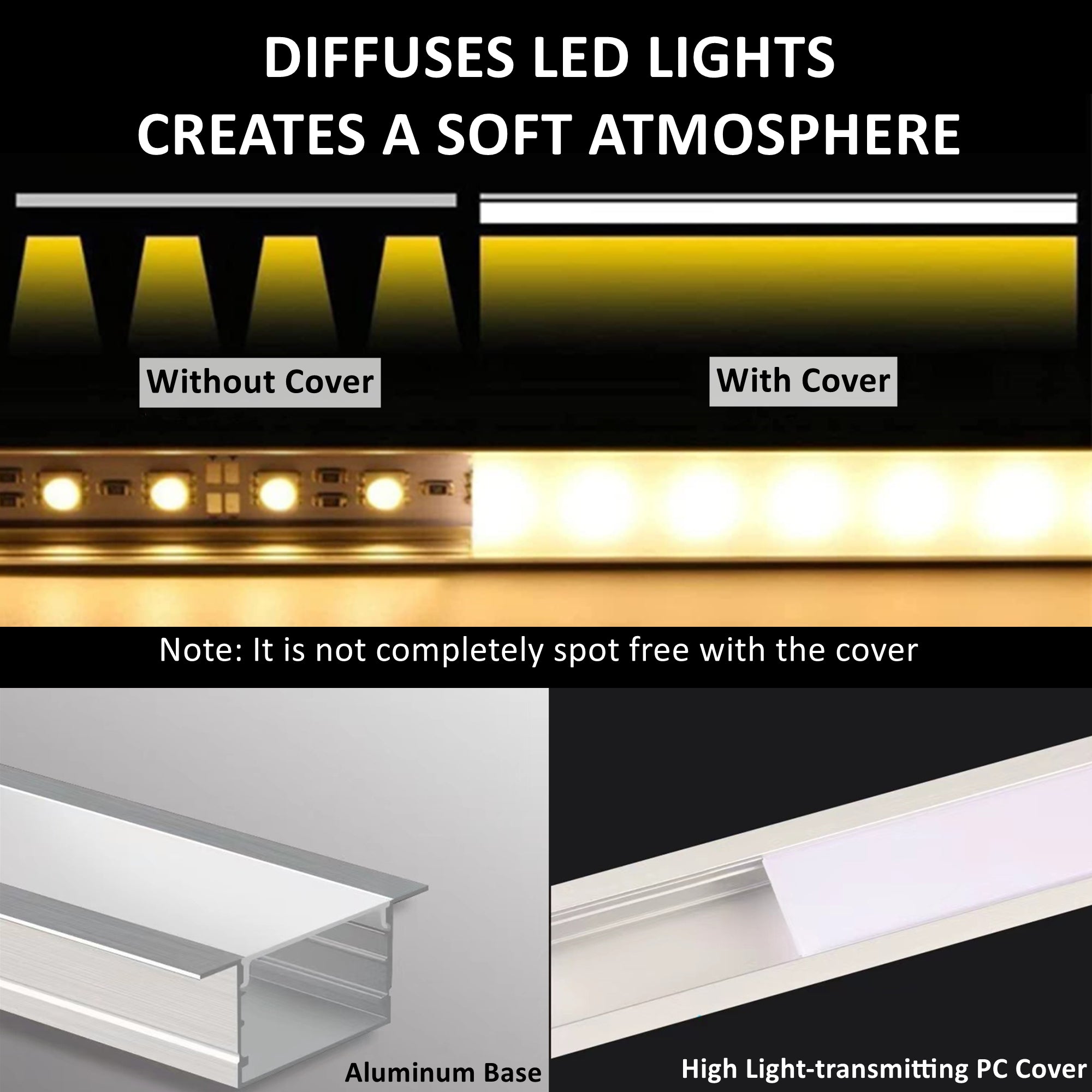 4 Pack 1.5m Aluminum LED Light Strip Cover Silver HEARTDECO