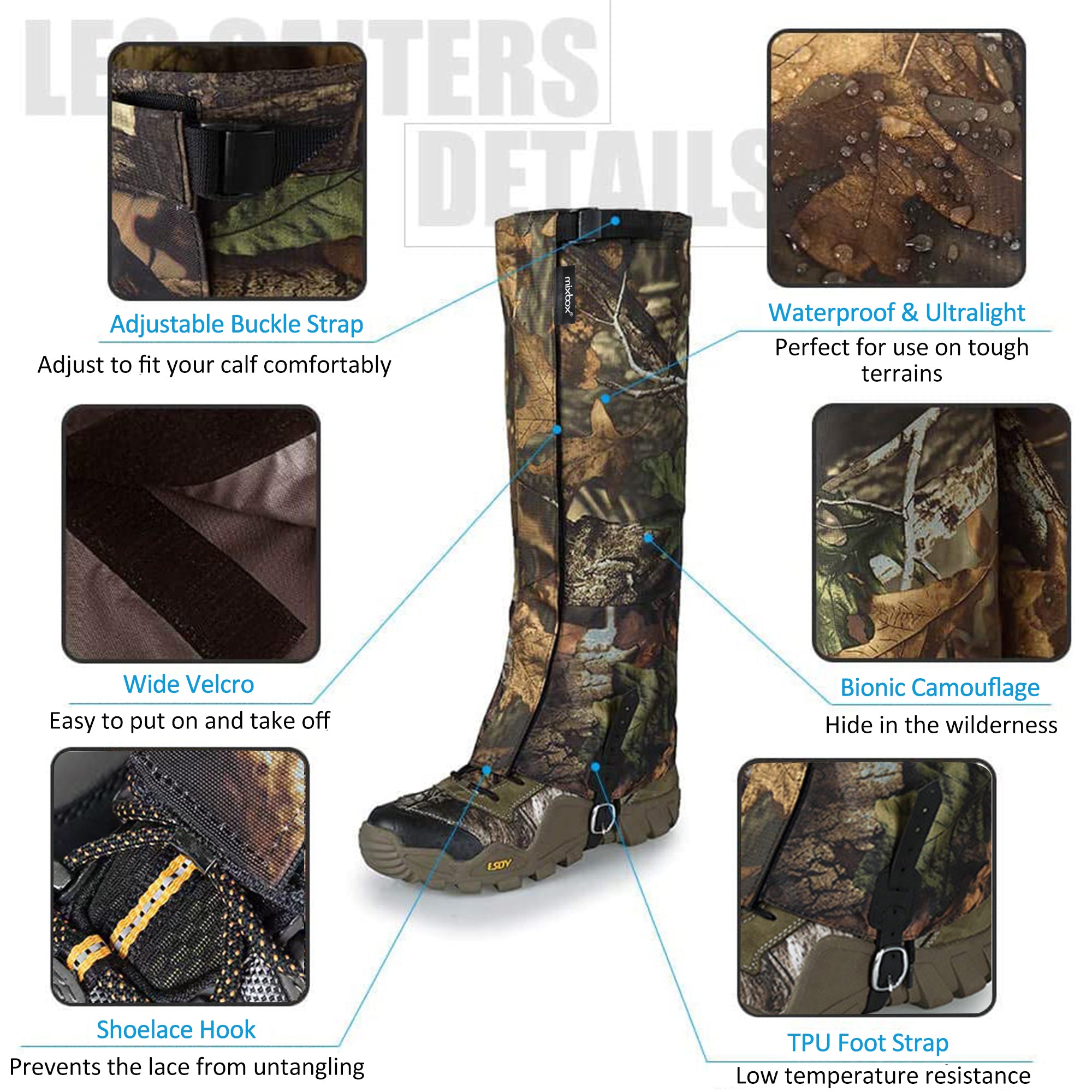 Waterproof Camouflage Hiking Leg Guards Gaiters HEARTDECO