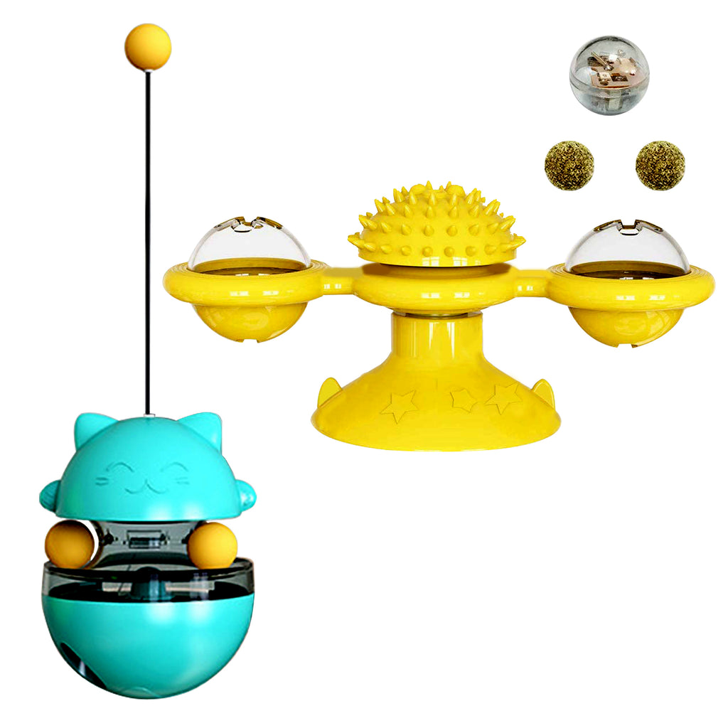 Cat Ball Toy & Suction Cup Windmill Scratcher Set