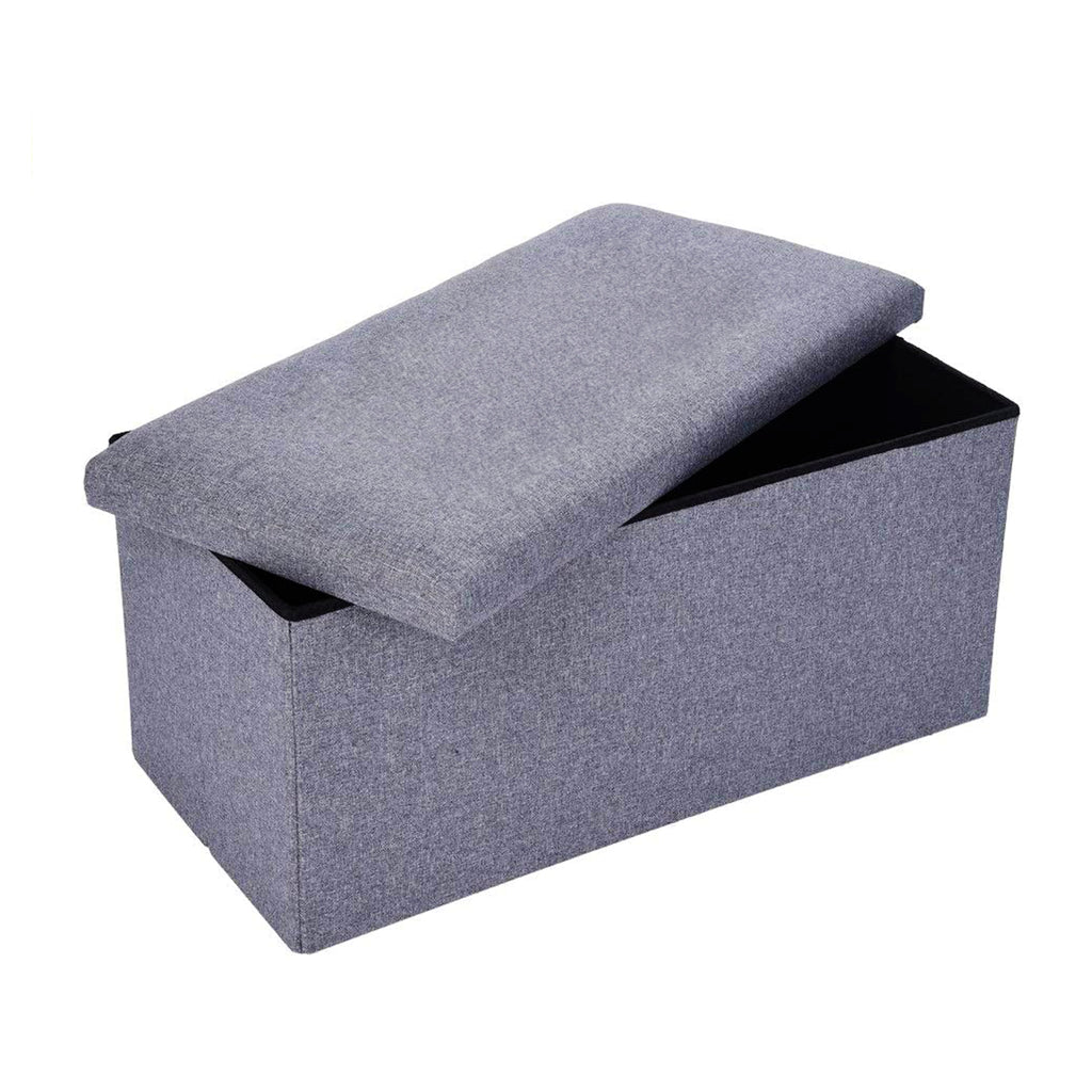 Foldable Cotton Linen Storage Cube Ottoman