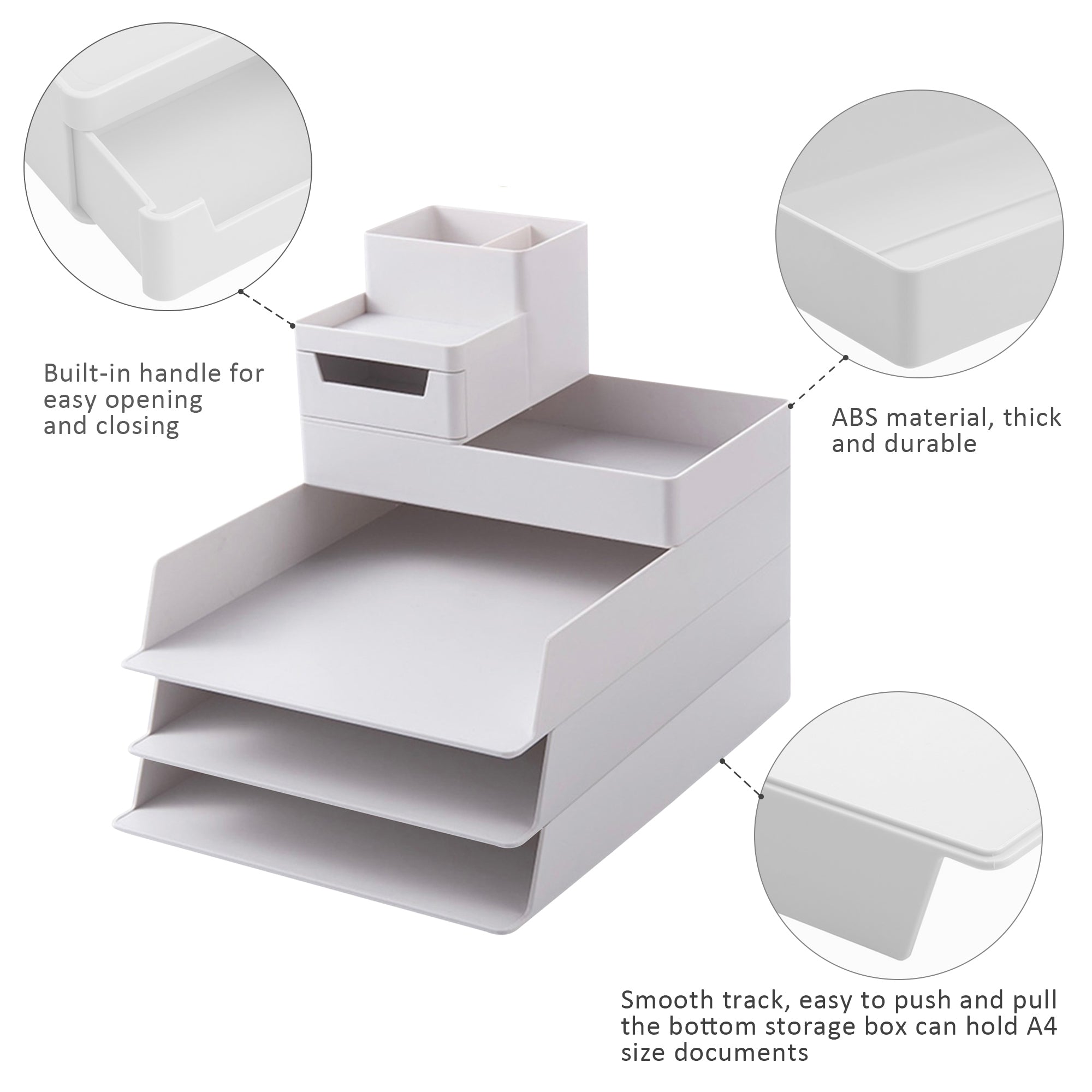 Stackable Desk Filing Tray Stationery Organizer 5Pcs Set – HEARTDECO