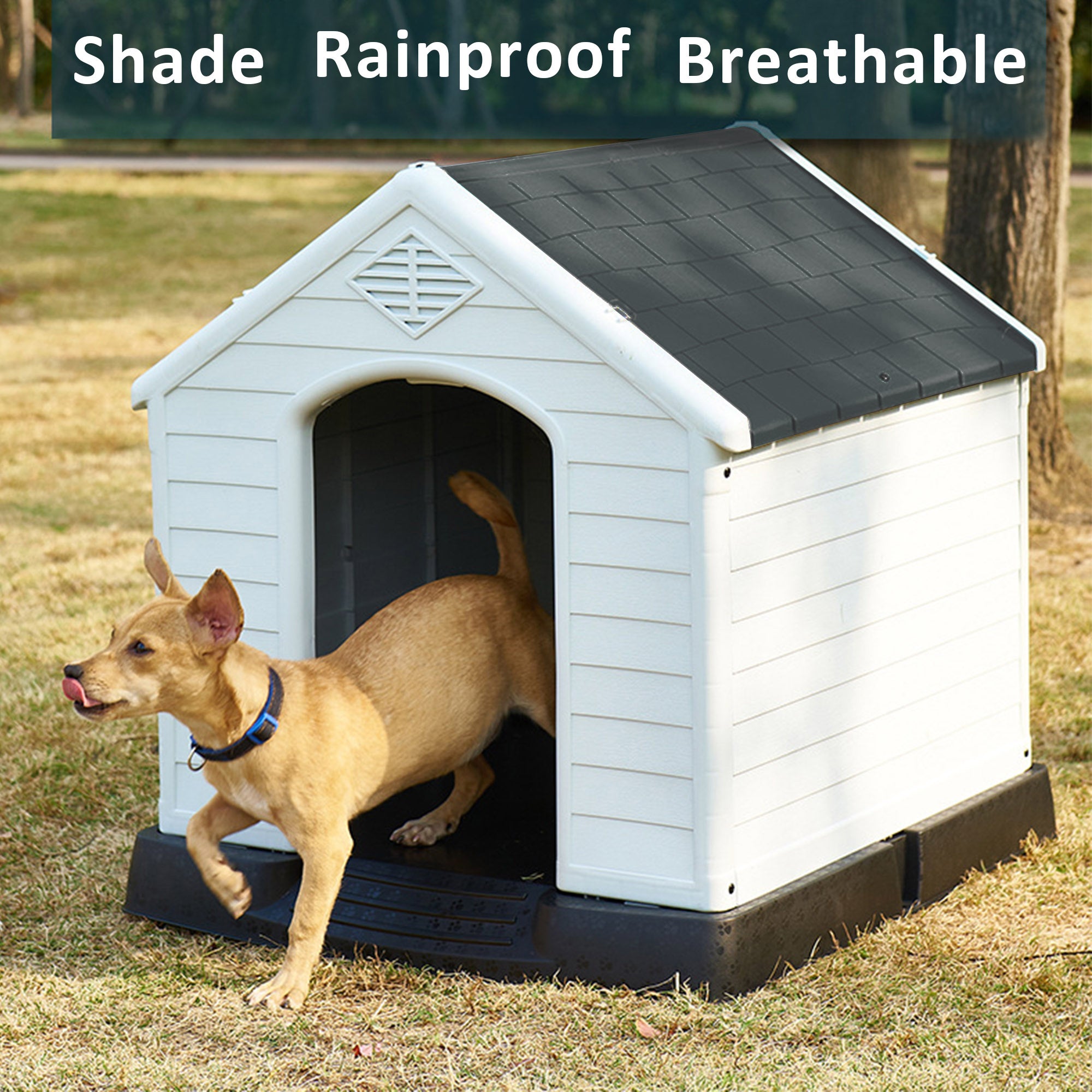 Indoor Outdoor Plastic Waterproof Dog House Kennel -XL – HEARTDECO - Waterproof Dog Kennel