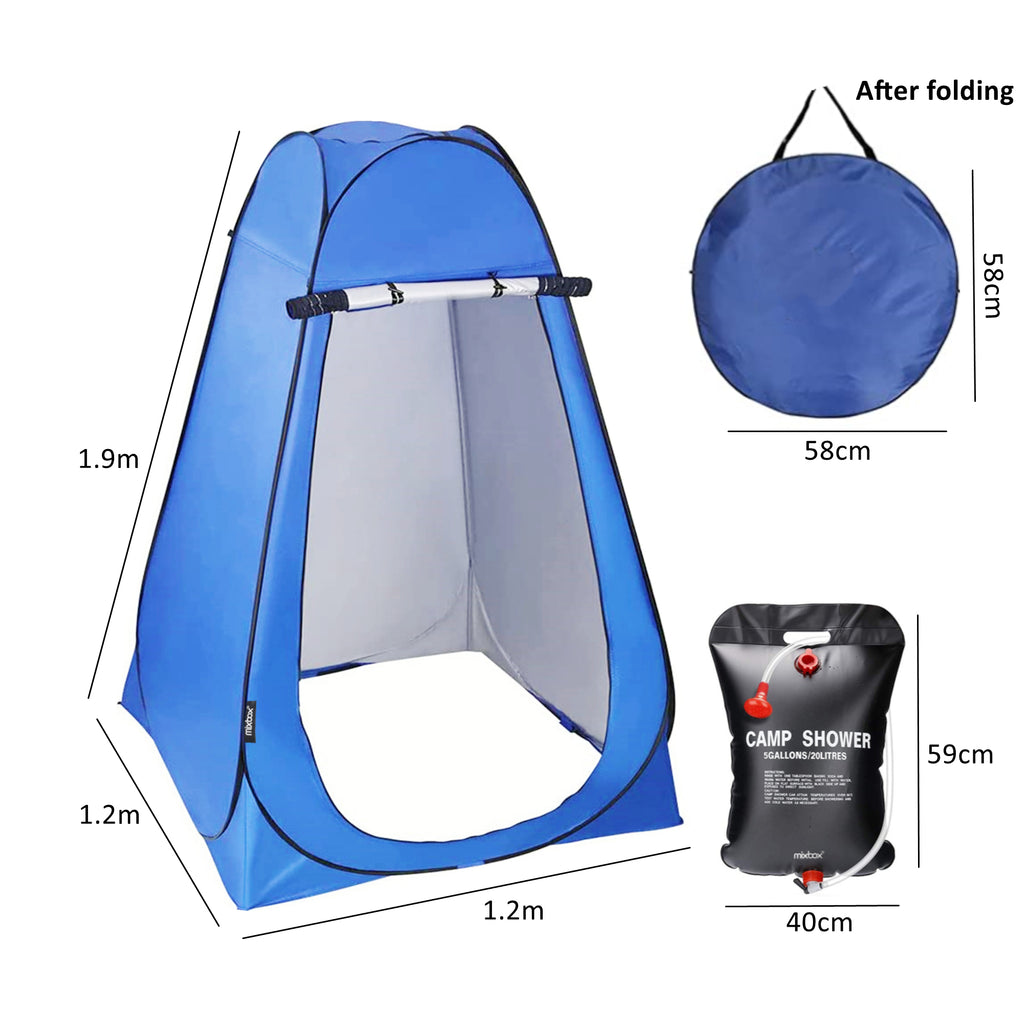 Pop Up Camping Shower Tent & 20L Solar Shower Bag Set HEARTDECO