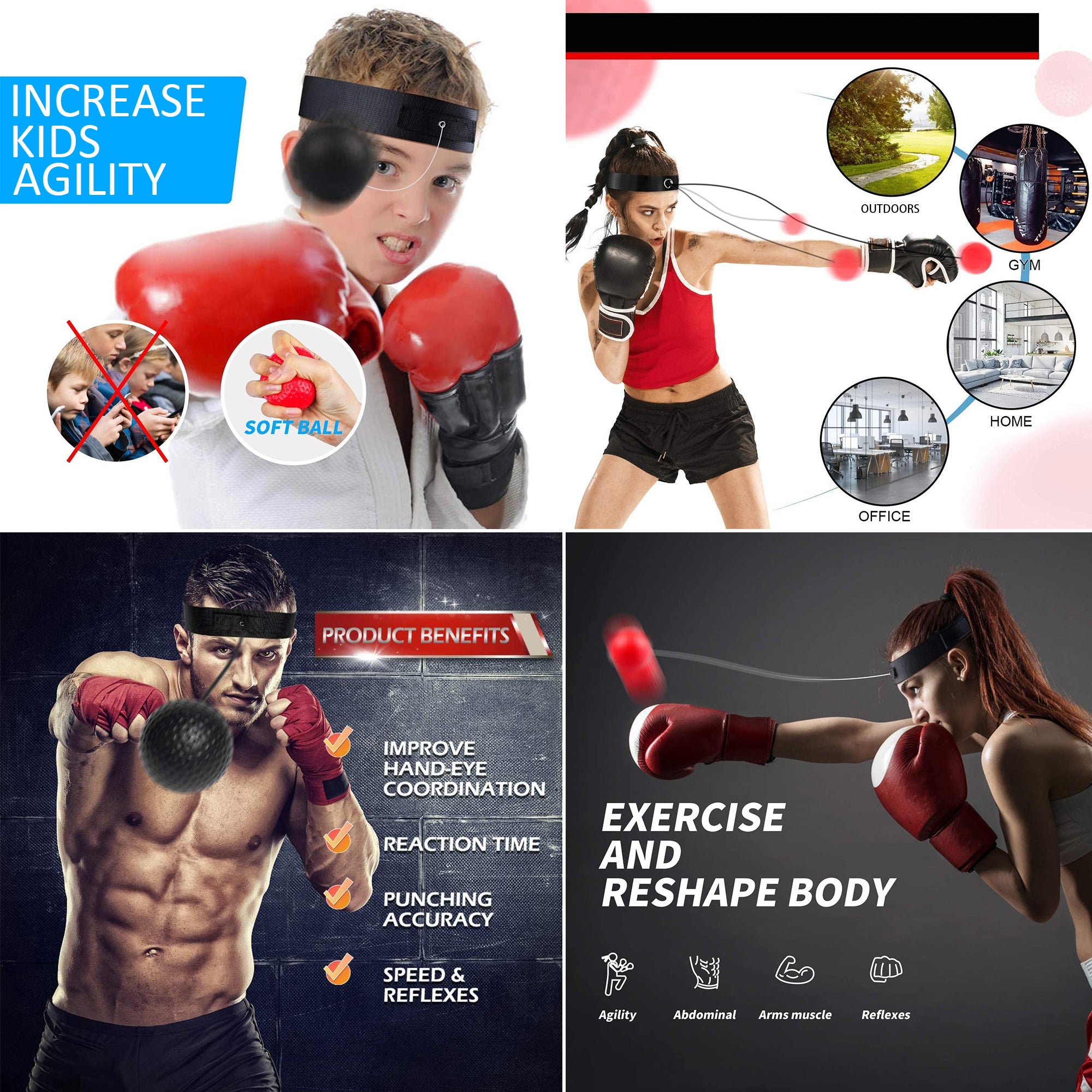 Headband Boxing Reflex Ball Set HEARTDECO