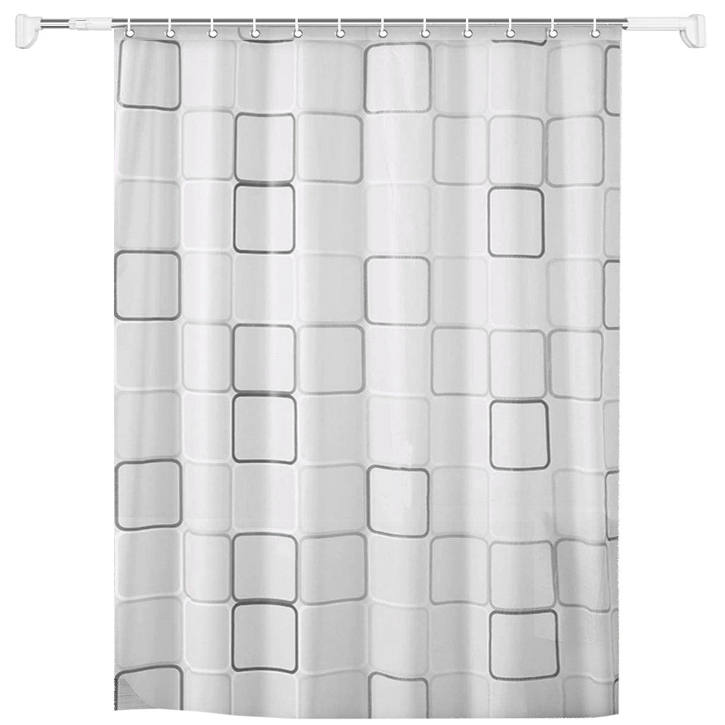 Stainless Steel Extendable Rod & Shower Curtain Set