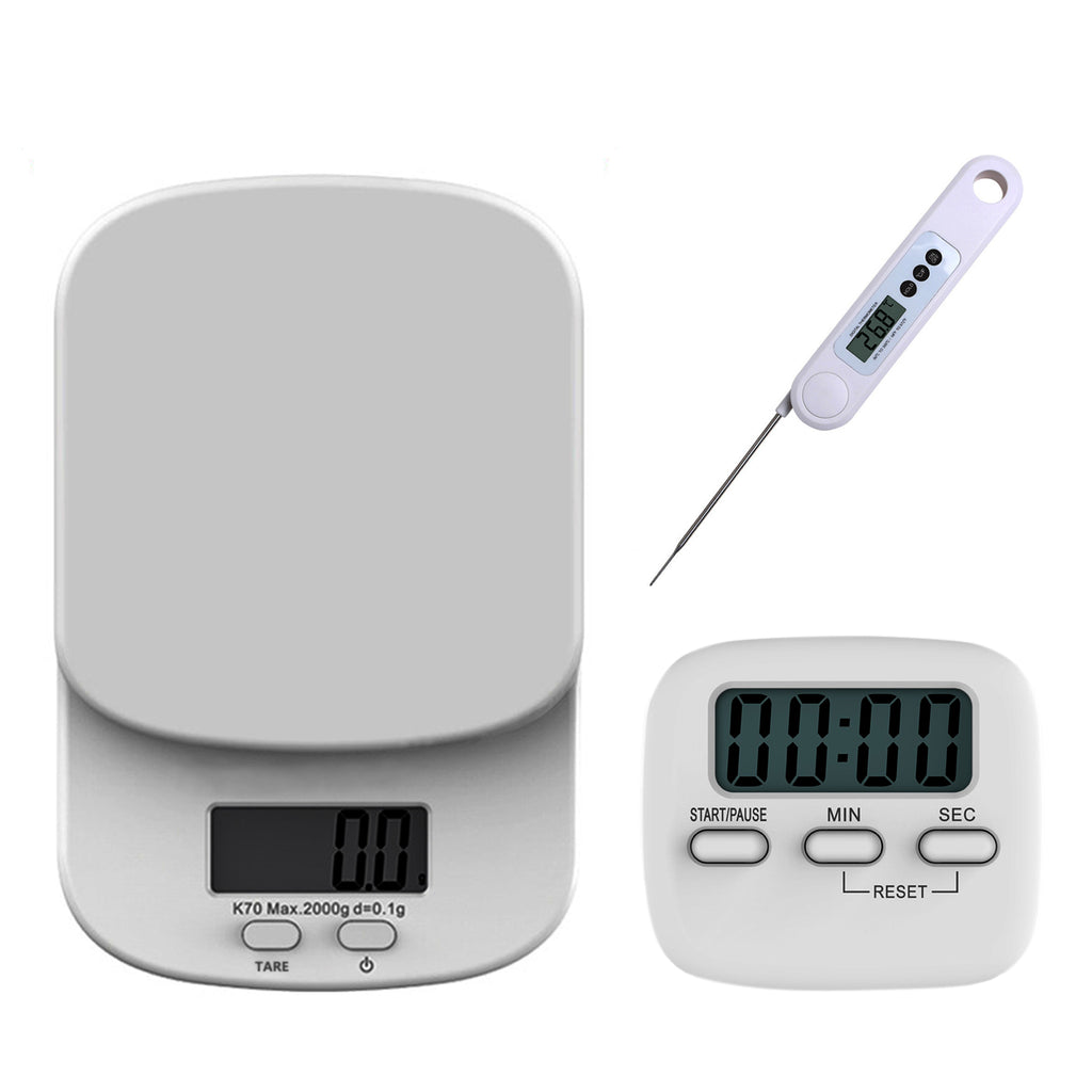 Kitchen Digital Scale Timer & Thermometer Set
