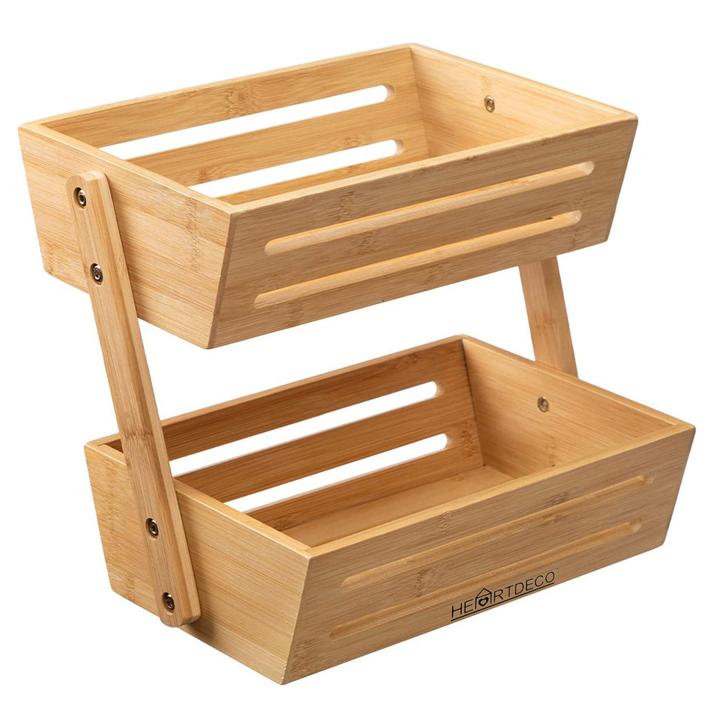 Countertop 2 Tier Bamboo Food Storage Basket