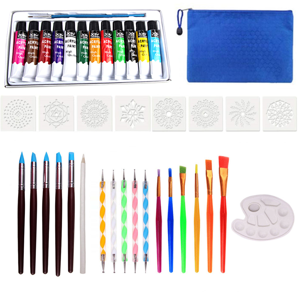 WMLBK 16Pcs Mandala Dotting Tools-Rock Schilderen Kits-Dotting Pen Verf Stencil Set-Mandala Schilderen Gereedschap Set WMLBK 16Pcs Mandala Dotting Tools-Rock Schilderen Kits-Dotting Pen Verf Stencil Set-Mandala Schilderen Gereedschap Set