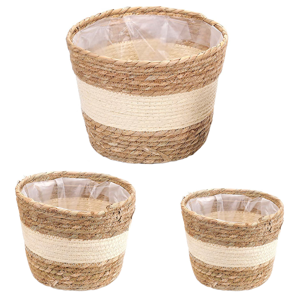 Handwoven Flower Basket Planter 3PCs Set