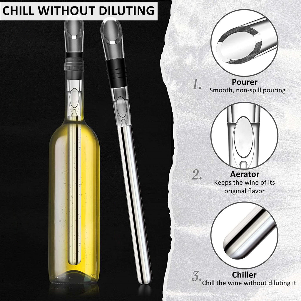 Wine Chiller Stick Set with Neoprene Carrying Bag HEARTDECO
