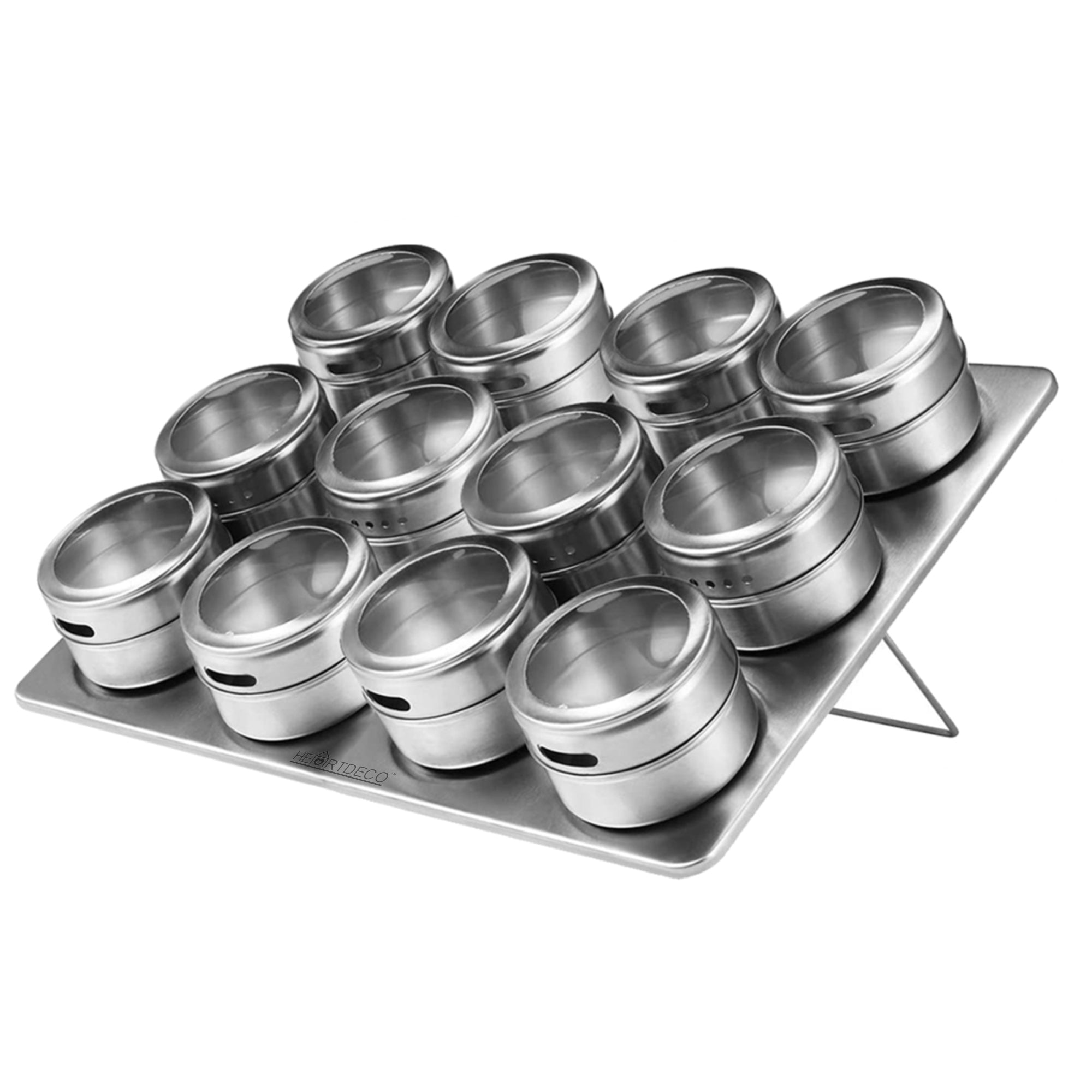12Pcs Stainless Steel Seasoning Jar Set HEARTDECO