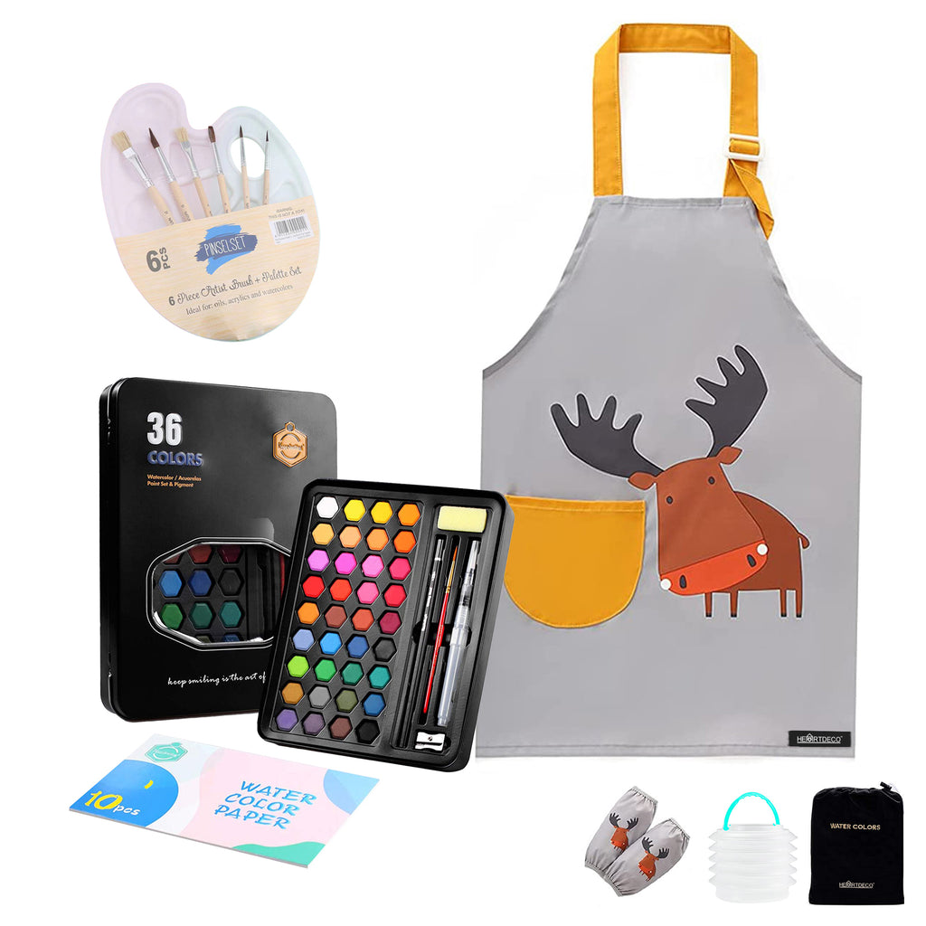 Children's Watercolor Painting Set With Apron