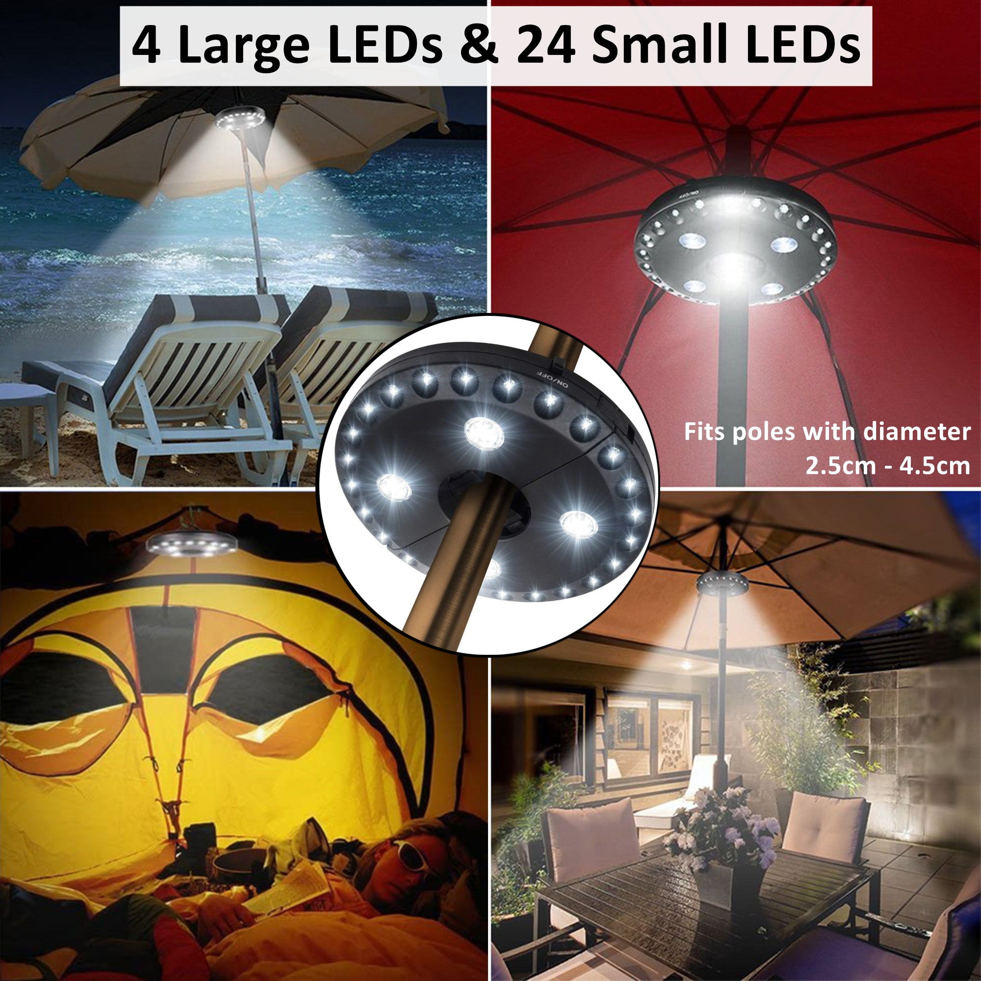 Parasol Patio Umbrella LED Light & 10M Globe String Lights(Clearing It HEARTDECO
