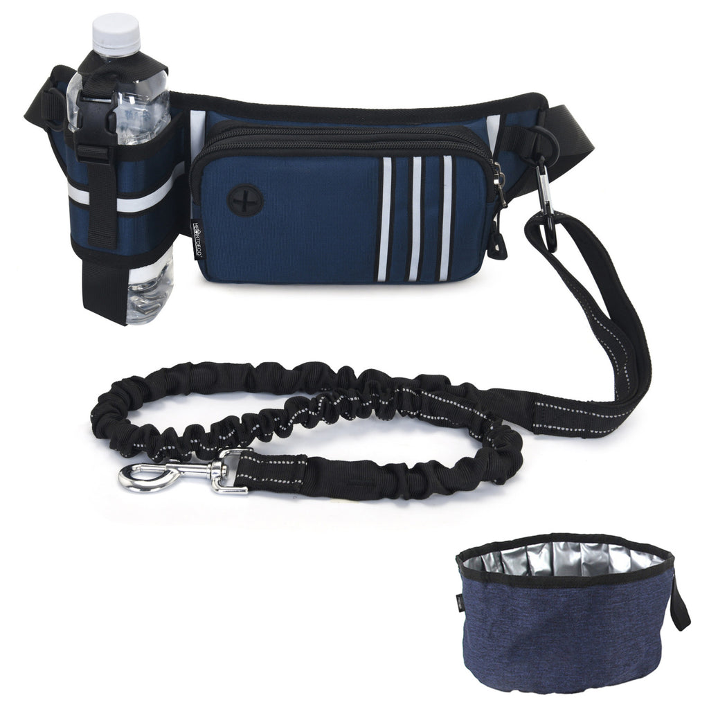 Hands-Free Dog Leash Waist Bag and Collapsible Bowl Set